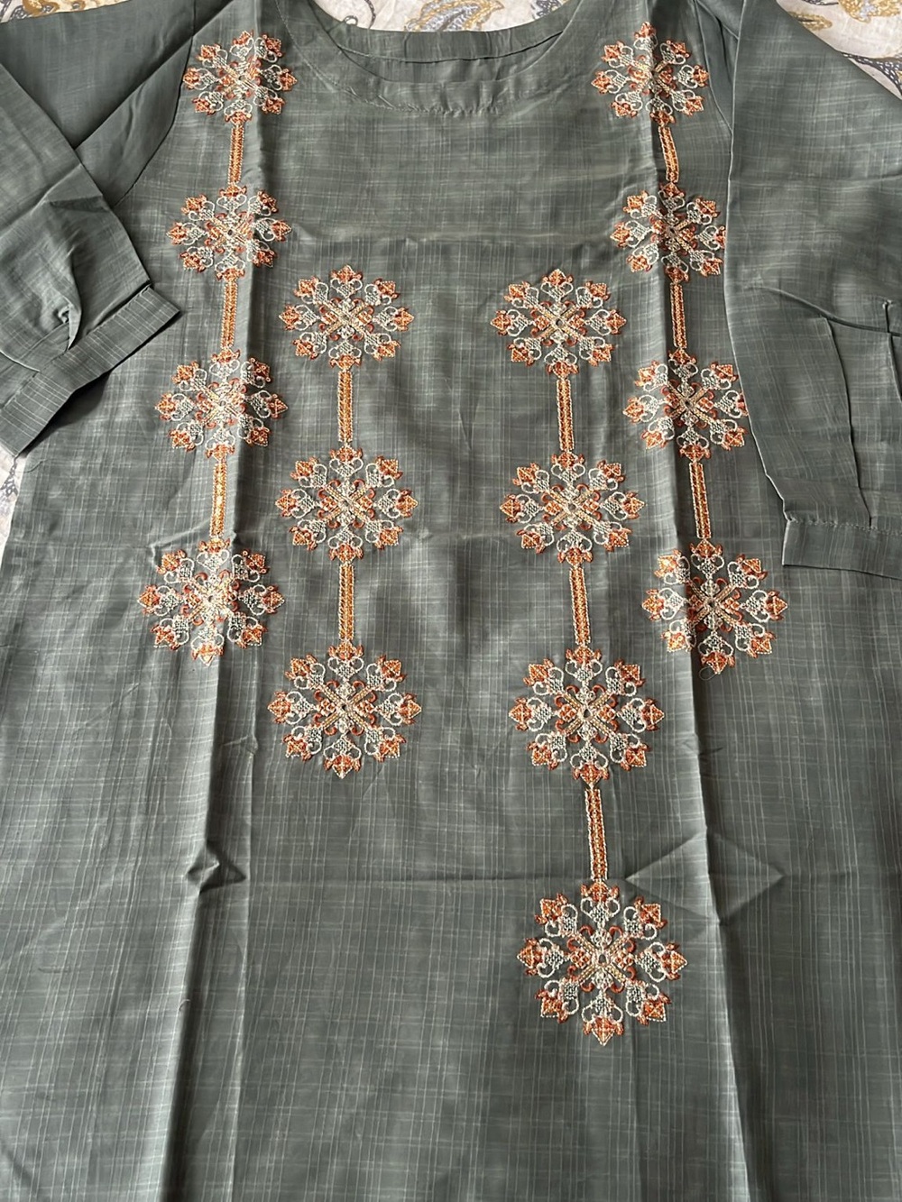 Embroidered Olive Green Women’s Dress